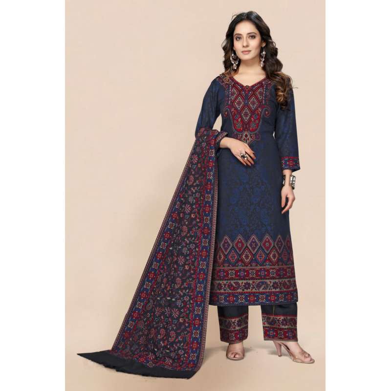 Blue & Black Pakistani Winter Salwar Suit