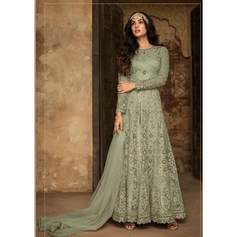 slim fit dress slacks Teal Silk Wedding salwar kameez with Embroidery – HATKE BRIDE main image 0