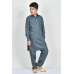 Dark Grey Collar Kurta For Boys