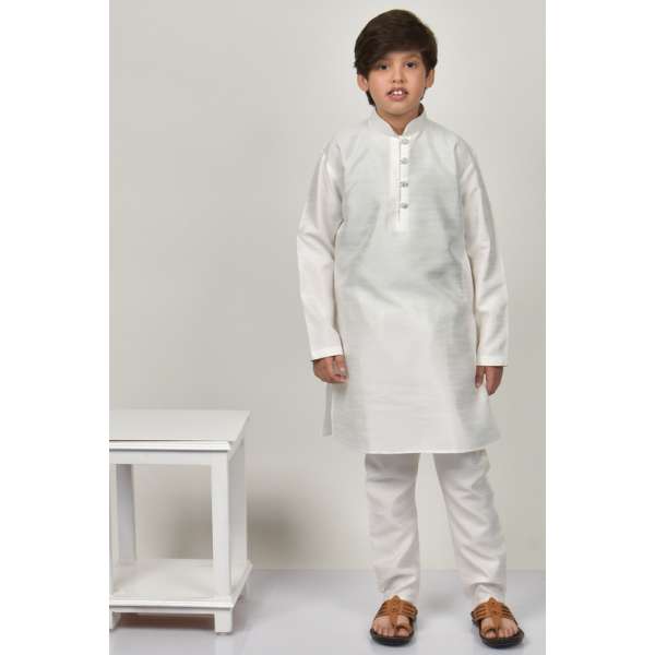 White Indian Pakistani Boys Eid Kurta Pajama