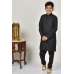 Black Jacquard Pakistani Boys Kurta Pajama