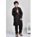 Jet Black Indian Boys Embroidered Kurta Suit