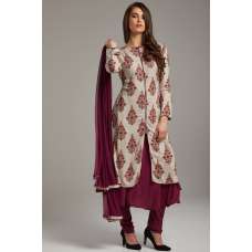 Magenta Purple Long Kurti Style Salwar Suit Set