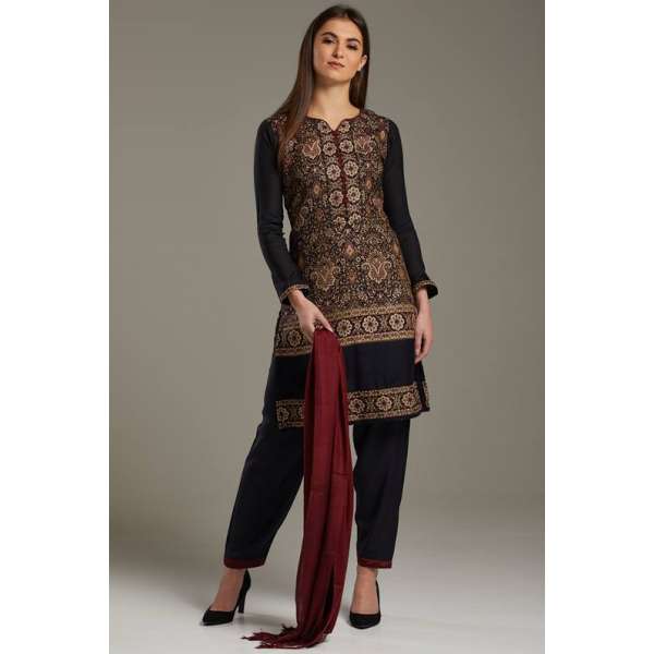 Black Evening Wear Banarasi Style Salwar Suit