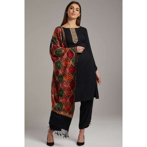 Black Shawl Winter Wear Salwar Suit