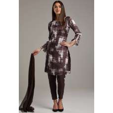 Choco Brown Printed Kurti Suit