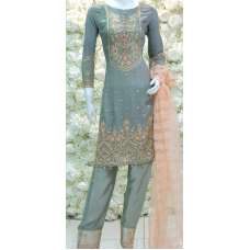 ZAS-SH-2 Grey Peach Readymade Chiffon Pakistani suit 
