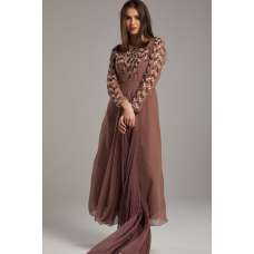 DEEP PURPLE GEORGETTE READY TO WEAR CIRCULAR SILHOUETTE