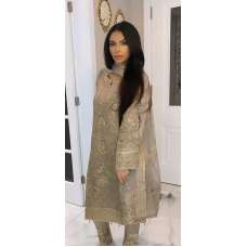 Gold Pakistani Designer Suit Heavy Embellished Party Dress