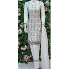 WHITE READYMADE PAKISTANI PREMIUM LINEN SALWAR KAMEEZ