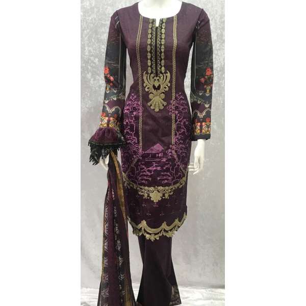Purple Plum Khaddar Pakistani Designer Readymade Suit