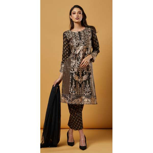 Black Gold Indian Wedding Salwar Suit