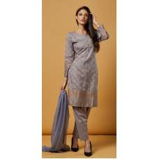 SLEET GREY BROCADE PRINTED ETHNIC SALWAR SUIT