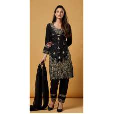 Black Pakistani Designer Linen Salwar Suit