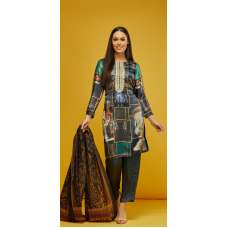 Grey Silk Printed Indian Salwar Kameez