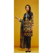 Blue Printed Silk Readymade Salwar Kameez