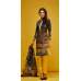 Dark Grey & Yellow Printed Silk Readymade Suit