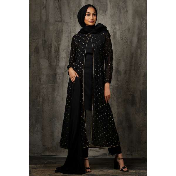 Black Jacket Dress Readymade Pakistani Designer Suit