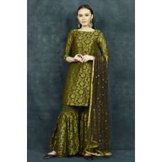 Mehndi Green Indian Wedding Designer Gharara