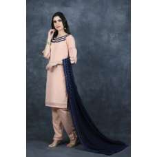 Peach & Blue Simple Casual Salwar Suit