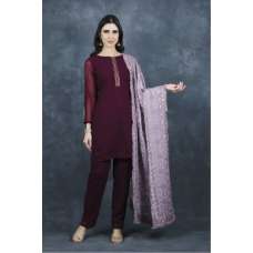 Wine Plain Readymade Casual Suit 