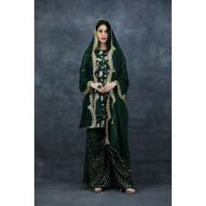Dark Green Wedding Gharara Readymade Indian Suit
