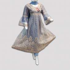 Grey Embroidered Fancy Frock Indian Party Dress