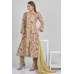 Beige Floral Printed Dress Summer Pakistani Dress