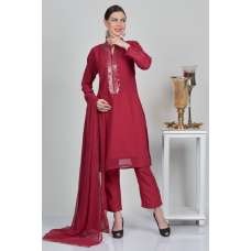 Dark Red Punjabi Designer Stitched Suit