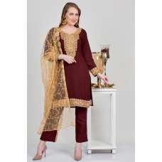 Dark Maroon Party Wear Suit