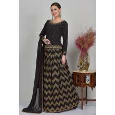 Black Designer Embroidered Party Wear Flared Lehenga Suit