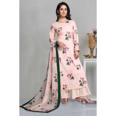 Peach Digital Printed Crepe Kurti & Palazzo Style Suit