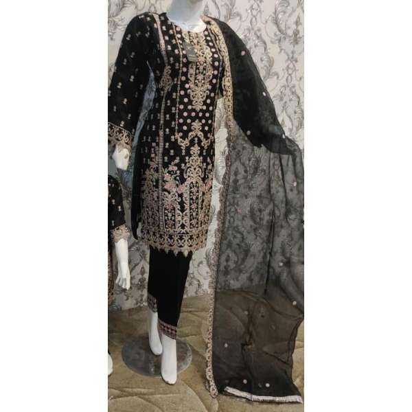 Black Embroidered Indian Eid Readymade Suit