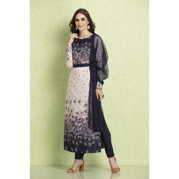 Blue Pink Shirt Dress Indian Outfit Readymade Suit