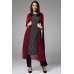 FIRED BRICK MAROON AND BLACK JACKET STYLE DESIGNER READY TO WEAR DRESS