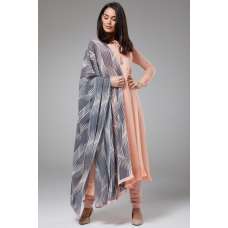 PEACH NOUGAT PAKISTANI DESIGNER A LINE SUIT WITH CONTRAST DUPATTA