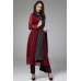 FIRED BRICK MAROON AND BLACK JACKET STYLE DESIGNER READY TO WEAR DRESS