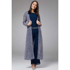 BLUE DESIGNER BOOT CUT PANT SUIT