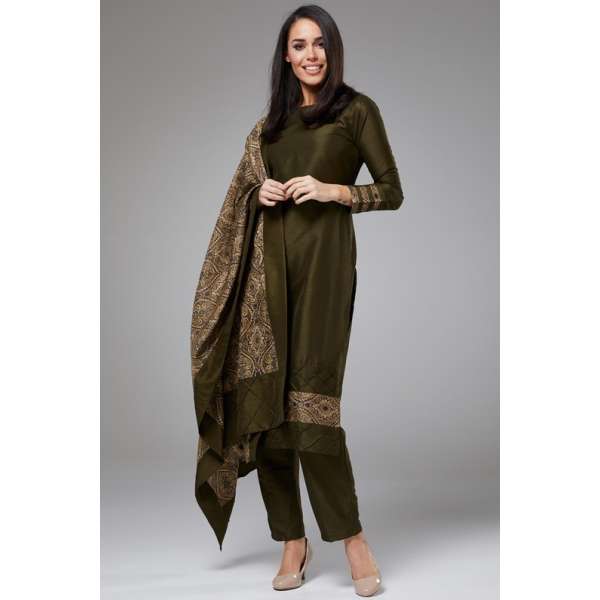 MENDHI OLIVE INDIAN DESIGNER SUIT