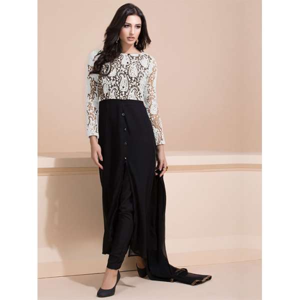 Black Flared Long Line Dress