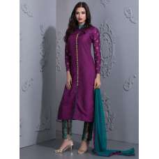 STYLISH PURPLE READYMADE SUIT WITH CONTRAST CAPRI TROUSERS
