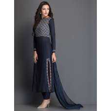 LONG LINE SALWAR KAMEEZ SUIT WITH PRINTED BODICE