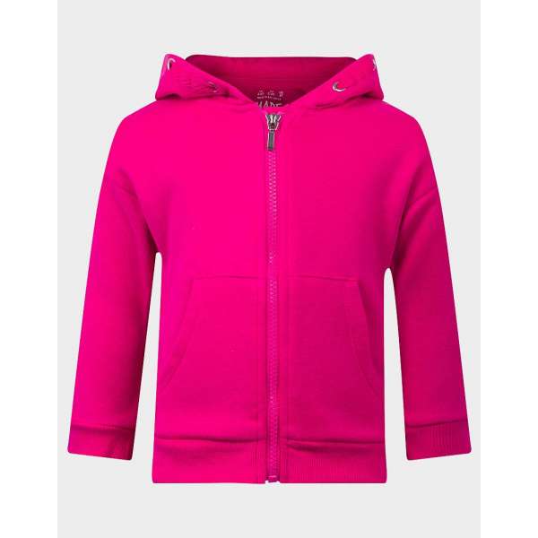 Hot Pink Slim Fit Girls Zip-Up Hoodie