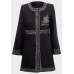 Black & White Silver Collarless A Line Ladies Coat