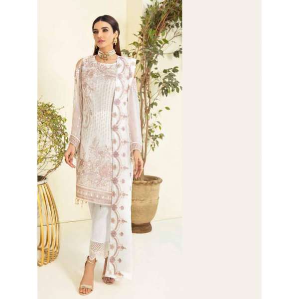 White Embroidered Salwar Kameez Fancy Pakistani Suit