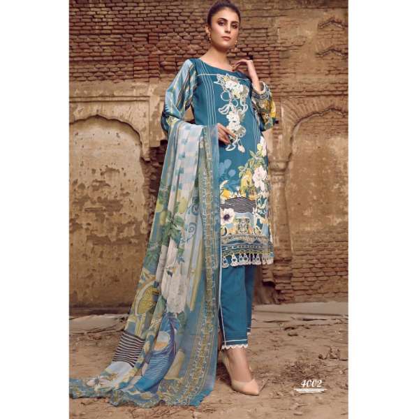 Teal Blue Readymade Pakistani Designer Suit
