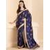 ZACS-26 NAVY BLUE INDIAN DESIGNER PARTY WEAR SAREE WITH FULL SLEEVE BLOUSE
