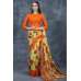 Lemon Floral Printed Saree Indian Casual Sari