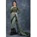 Olive Green Geometric Pattern Printed Saree Indian Casual Saree