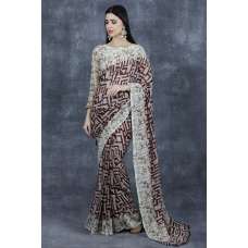 Maroon Printed Saree Indian Designer Casual Wear Saree